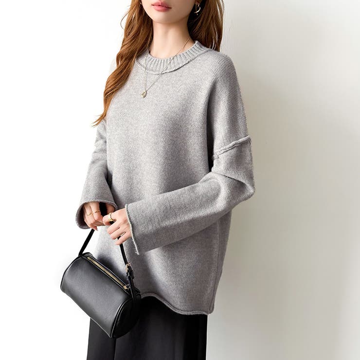 袖切り替えドロップショルダーニット オーバーサイズ ニットセーター | COCOMOMO | 詳細画像25 