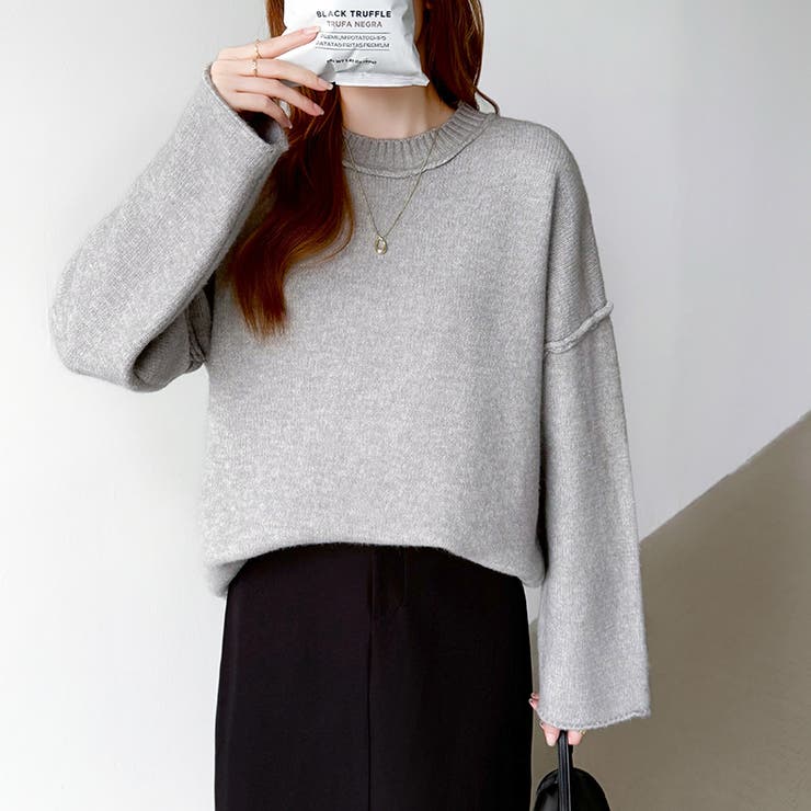 袖切り替えドロップショルダーニット オーバーサイズ ニットセーター | COCOMOMO | 詳細画像27 