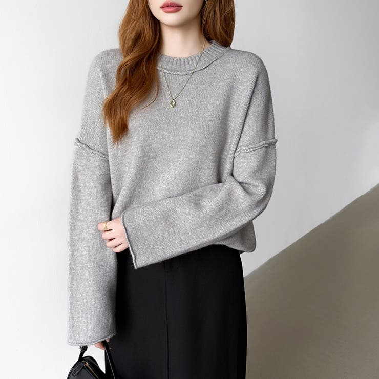 袖切り替えドロップショルダーニット オーバーサイズ ニットセーター | COCOMOMO | 詳細画像28 