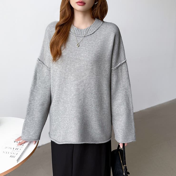 袖切り替えドロップショルダーニット オーバーサイズ ニットセーター | COCOMOMO | 詳細画像33 