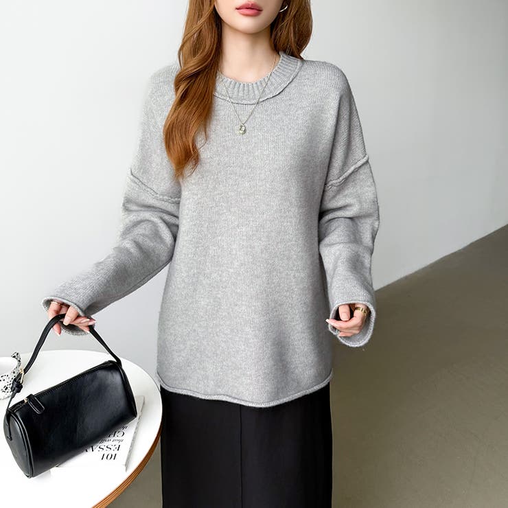 袖切り替えドロップショルダーニット オーバーサイズ ニットセーター | COCOMOMO | 詳細画像34 