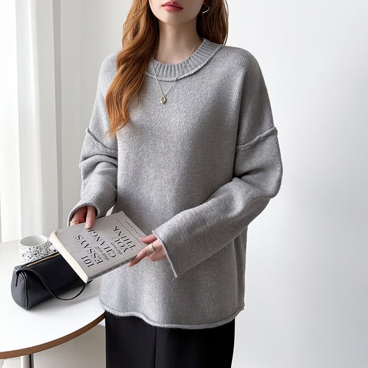 袖切り替えドロップショルダーニット オーバーサイズ ニットセーター | COCOMOMO | 詳細画像35 