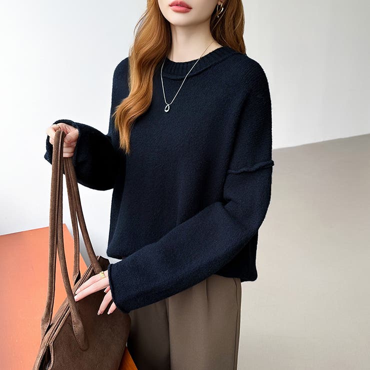 袖切り替えドロップショルダーニット オーバーサイズ ニットセーター | COCOMOMO | 詳細画像37 