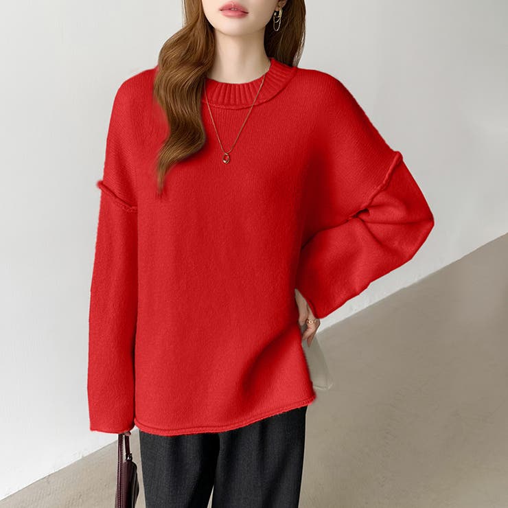 袖切り替えドロップショルダーニット オーバーサイズ ニットセーター | COCOMOMO | 詳細画像38 