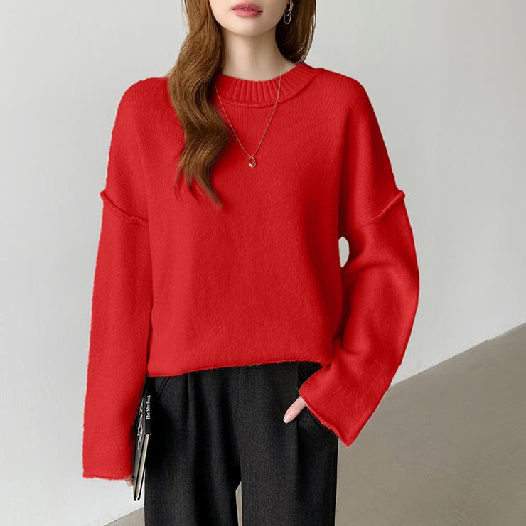 袖切り替えドロップショルダーニット オーバーサイズ ニットセーター | COCOMOMO | 詳細画像39 