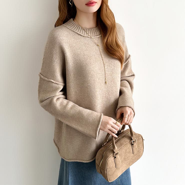 袖切り替えドロップショルダーニット オーバーサイズ ニットセーター | COCOMOMO | 詳細画像4 