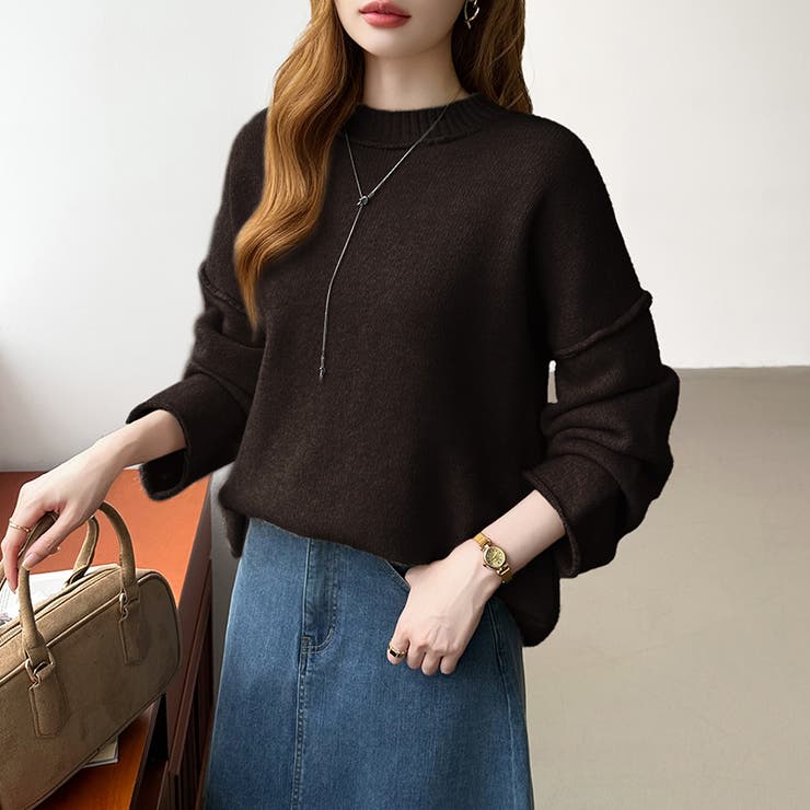 袖切り替えドロップショルダーニット オーバーサイズ ニットセーター | COCOMOMO | 詳細画像41 