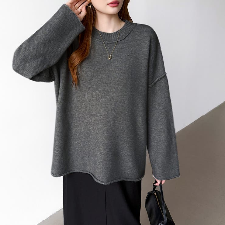 袖切り替えドロップショルダーニット オーバーサイズ ニットセーター | COCOMOMO | 詳細画像42 