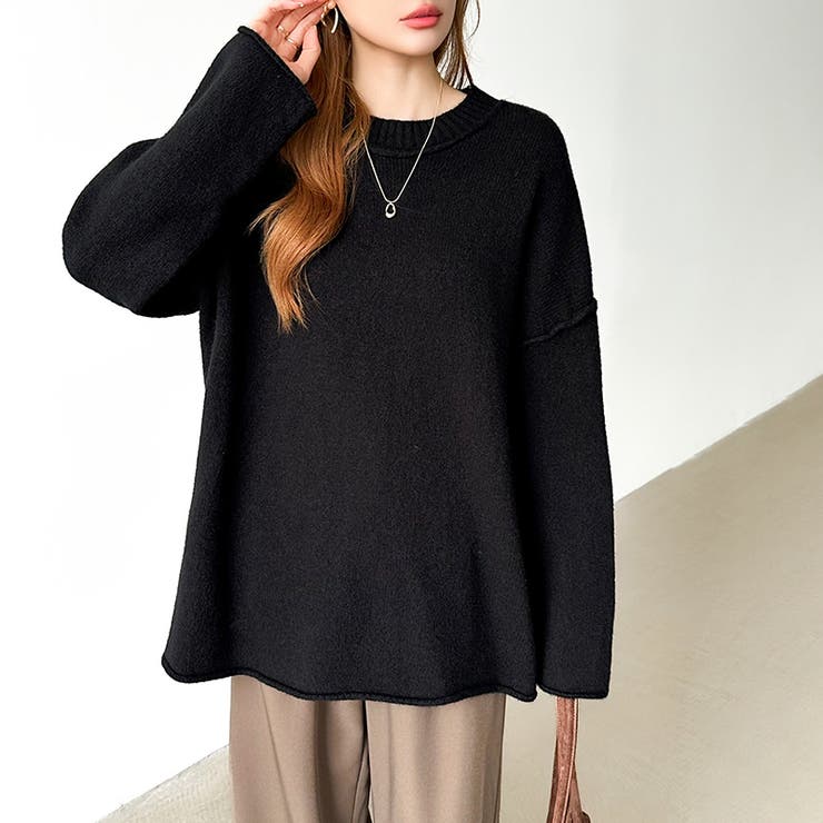 袖切り替えドロップショルダーニット オーバーサイズ ニットセーター | COCOMOMO | 詳細画像44 