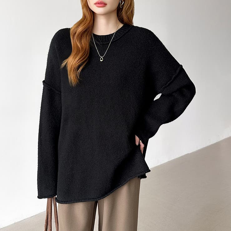 袖切り替えドロップショルダーニット オーバーサイズ ニットセーター | COCOMOMO | 詳細画像45 