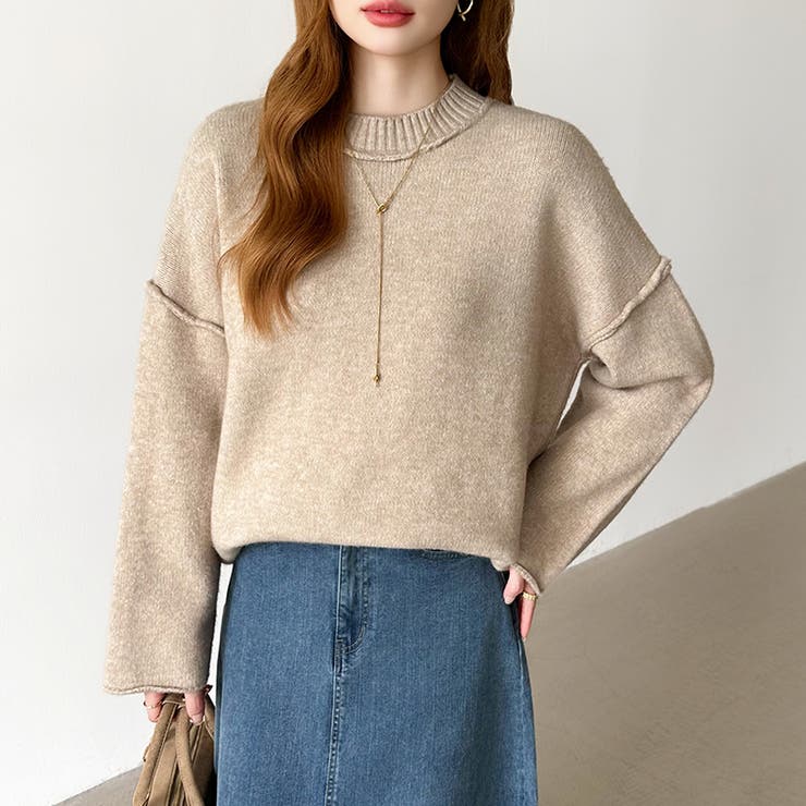 袖切り替えドロップショルダーニット オーバーサイズ ニットセーター | COCOMOMO | 詳細画像6 