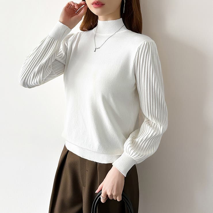 プリーツスリーブニット ボリューム袖ニット ハイネック | COCOMOMO | 詳細画像20 