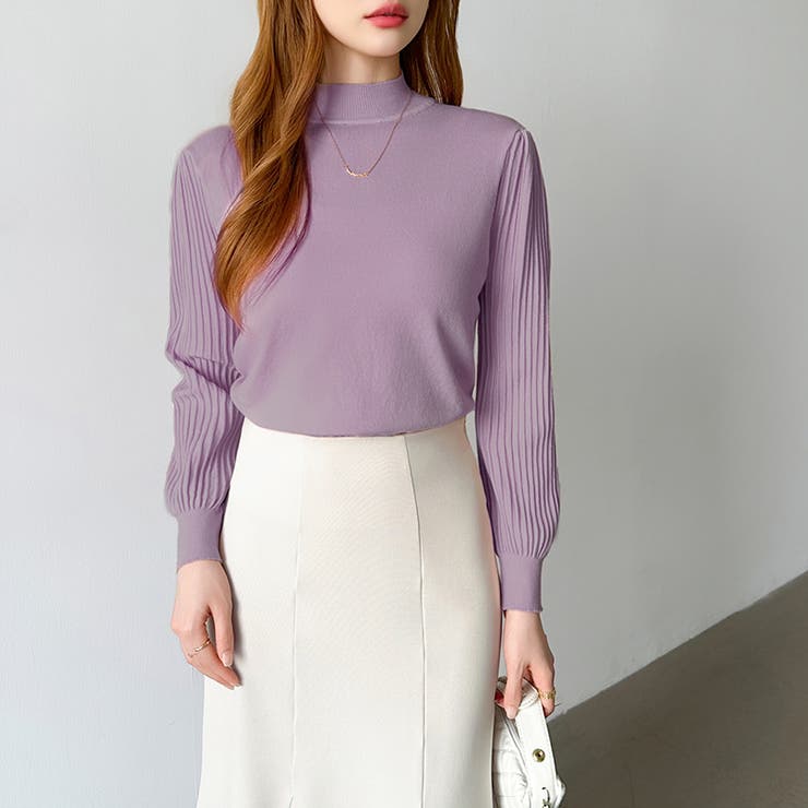 プリーツスリーブニット ボリューム袖ニット ハイネック | COCOMOMO | 詳細画像28 