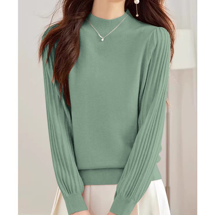 プリーツスリーブニット ボリューム袖ニット ハイネック | COCOMOMO | 詳細画像13 