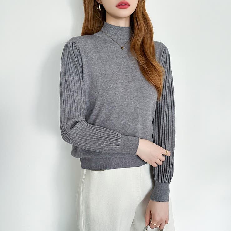 プリーツスリーブニット ボリューム袖ニット ハイネック | COCOMOMO | 詳細画像34 