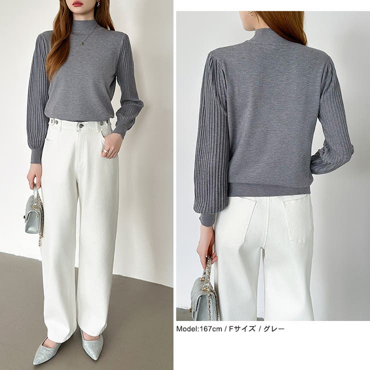 プリーツスリーブニット ボリューム袖ニット ハイネック | COCOMOMO | 詳細画像38 