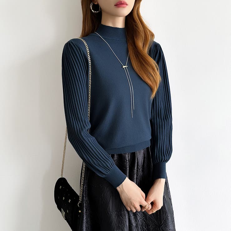 プリーツスリーブニット ボリューム袖ニット ハイネック | COCOMOMO | 詳細画像43 