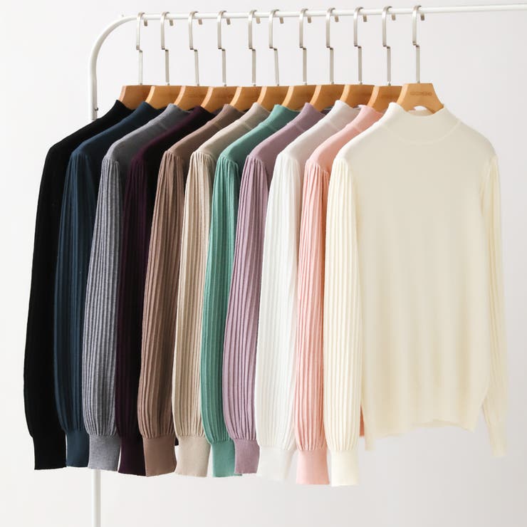 プリーツスリーブニット ボリューム袖ニット ハイネック | COCOMOMO | 詳細画像51 