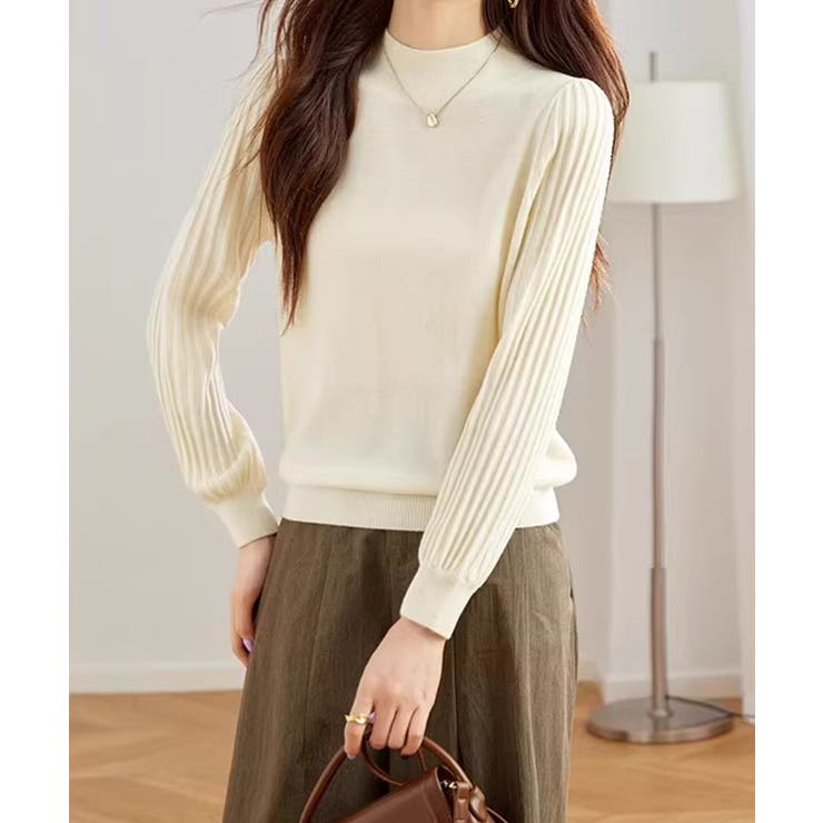 プリーツスリーブニット ボリューム袖ニット ハイネック | COCOMOMO | 詳細画像20 