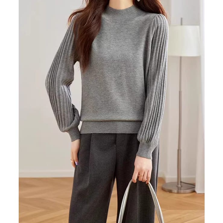 プリーツスリーブニット ボリューム袖ニット ハイネック | COCOMOMO | 詳細画像22 