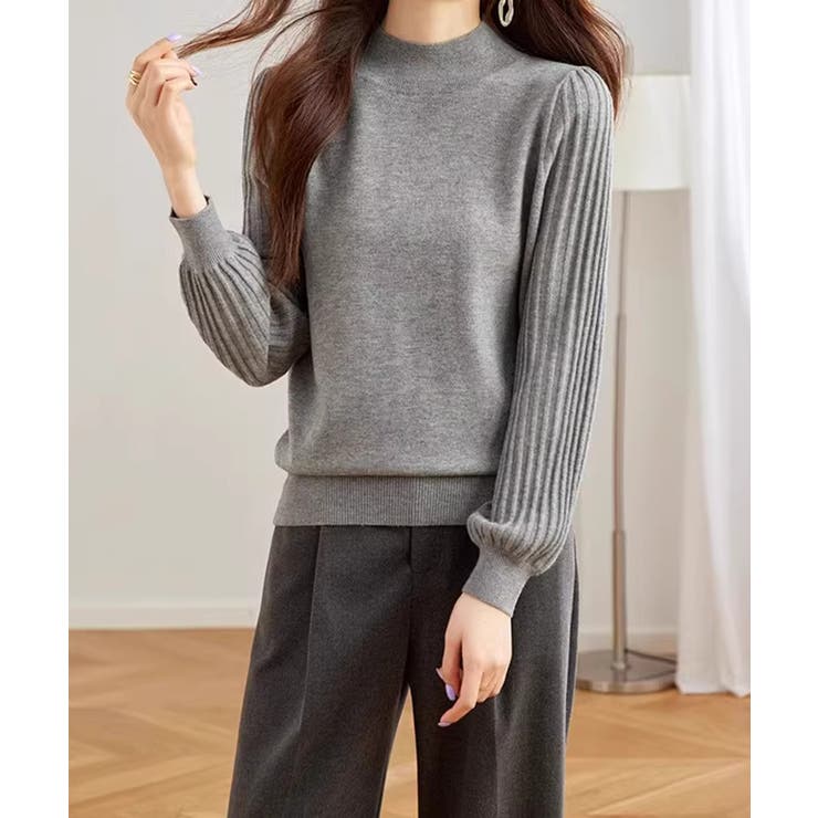 プリーツスリーブニット ボリューム袖ニット ハイネック | COCOMOMO | 詳細画像23 