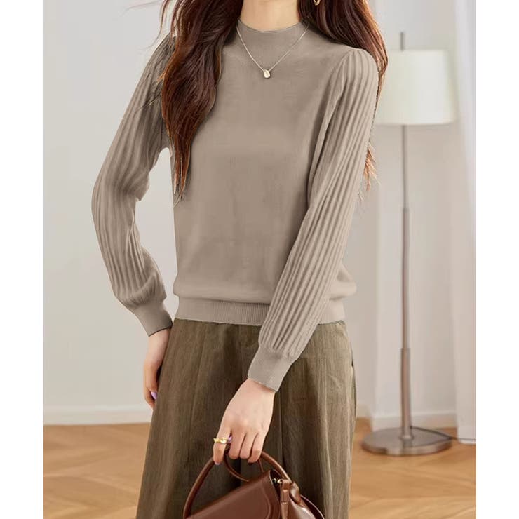 プリーツスリーブニット ボリューム袖ニット ハイネック | COCOMOMO | 詳細画像26 