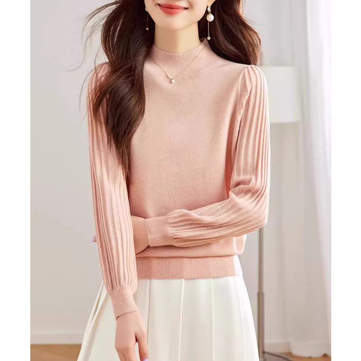 プリーツスリーブニット ボリューム袖ニット ハイネック | COCOMOMO | 詳細画像6 