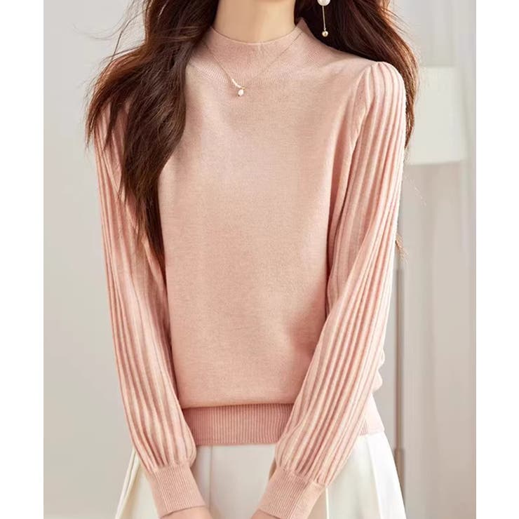 プリーツスリーブニット ボリューム袖ニット ハイネック | COCOMOMO | 詳細画像9 