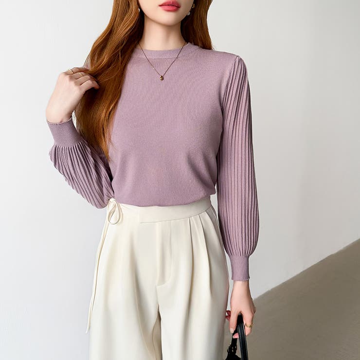 シンプルなのに印象的。プリーツスリーブニット ニット ボリューム袖 | COCOMOMO | 詳細画像29 