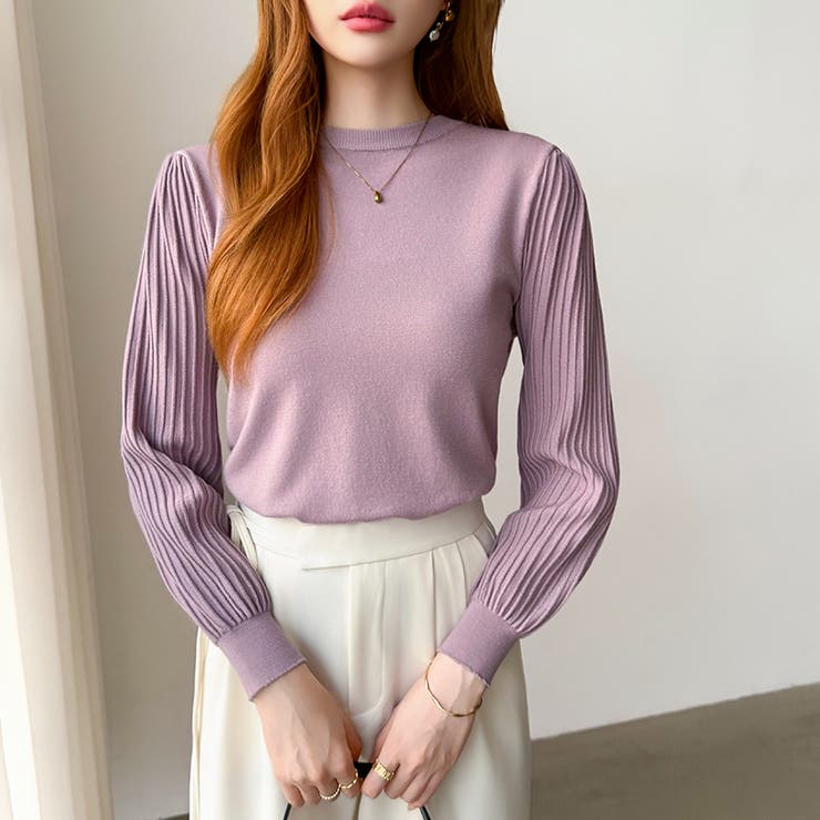 シンプルなのに印象的。プリーツスリーブニット ニット ボリューム袖 | COCOMOMO | 詳細画像36 