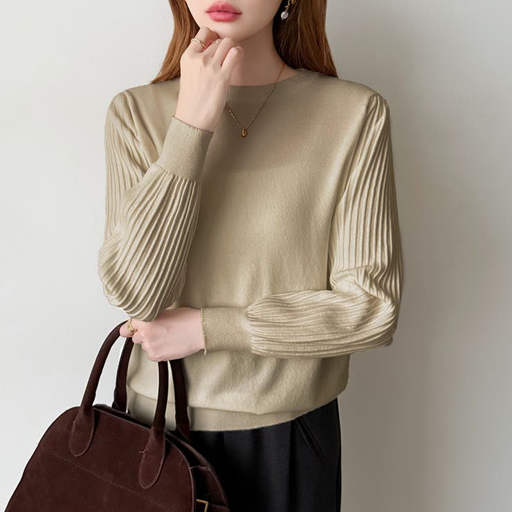 シンプルなのに印象的。プリーツスリーブニット ニット ボリューム袖 | COCOMOMO | 詳細画像38 