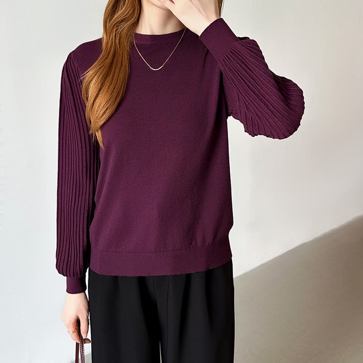 シンプルなのに印象的。プリーツスリーブニット ニット ボリューム袖 | COCOMOMO | 詳細画像46 