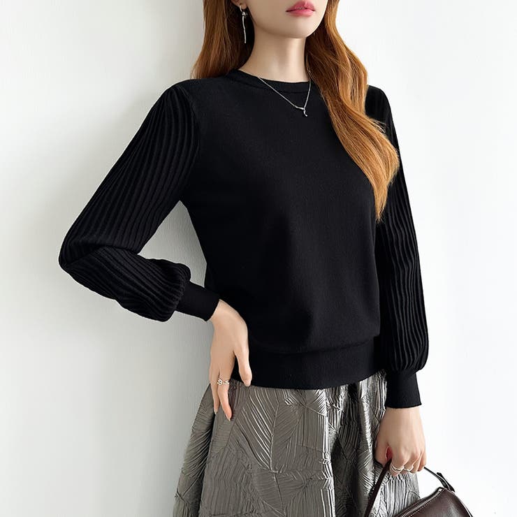 シンプルなのに印象的。プリーツスリーブニット ニット ボリューム袖 | COCOMOMO | 詳細画像53 