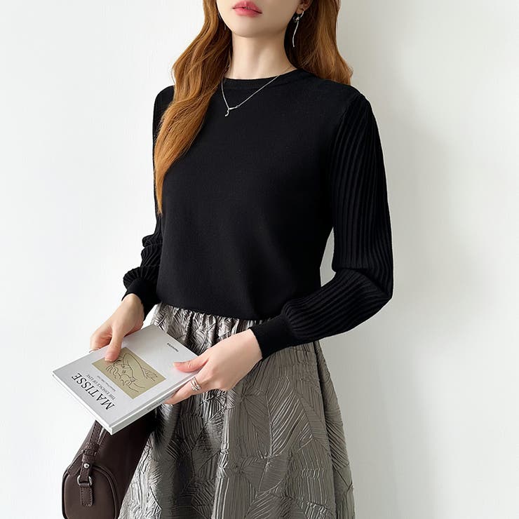 シンプルなのに印象的。プリーツスリーブニット ニット ボリューム袖 | COCOMOMO | 詳細画像54 