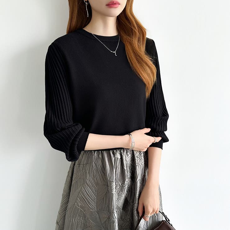 シンプルなのに印象的。プリーツスリーブニット ニット ボリューム袖 | COCOMOMO | 詳細画像56 