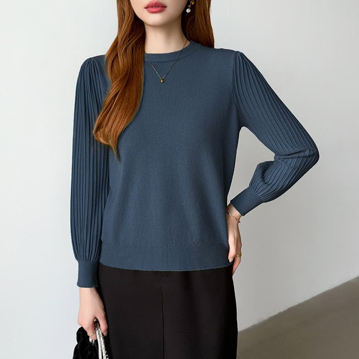 シンプルなのに印象的。プリーツスリーブニット ニット ボリューム袖 | COCOMOMO | 詳細画像63 