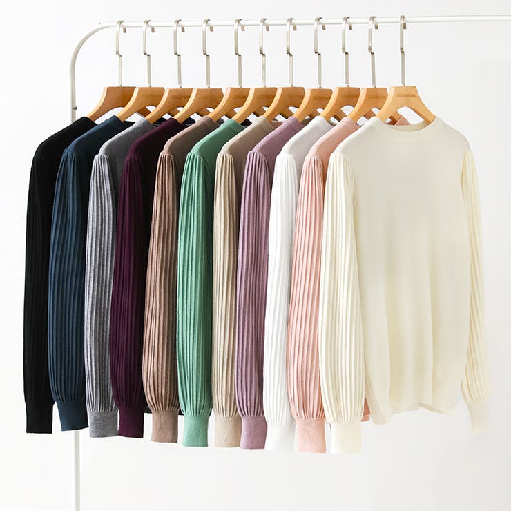 シンプルなのに印象的。プリーツスリーブニット ニット ボリューム袖 | COCOMOMO | 詳細画像65 