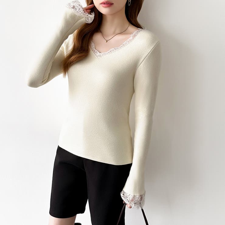 あったか裏シャギーレースニット 裏起毛 レースニット | COCOMOMO | 詳細画像23 