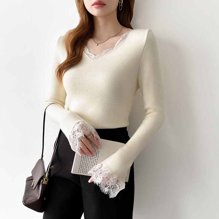 あったか裏シャギーレースニット 裏起毛 レースニット | COCOMOMO | 詳細画像25 