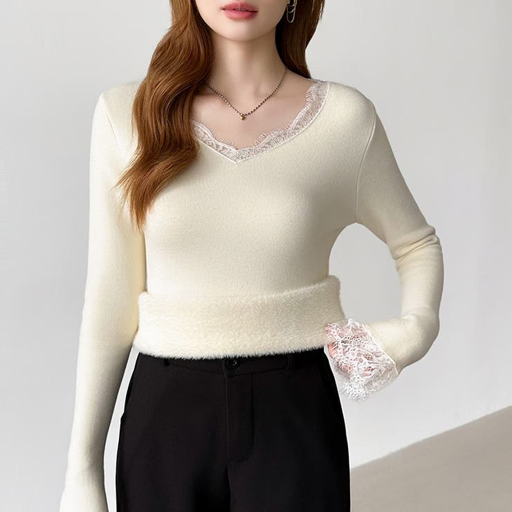 あったか裏シャギーレースニット 裏起毛 レースニット | COCOMOMO | 詳細画像26 