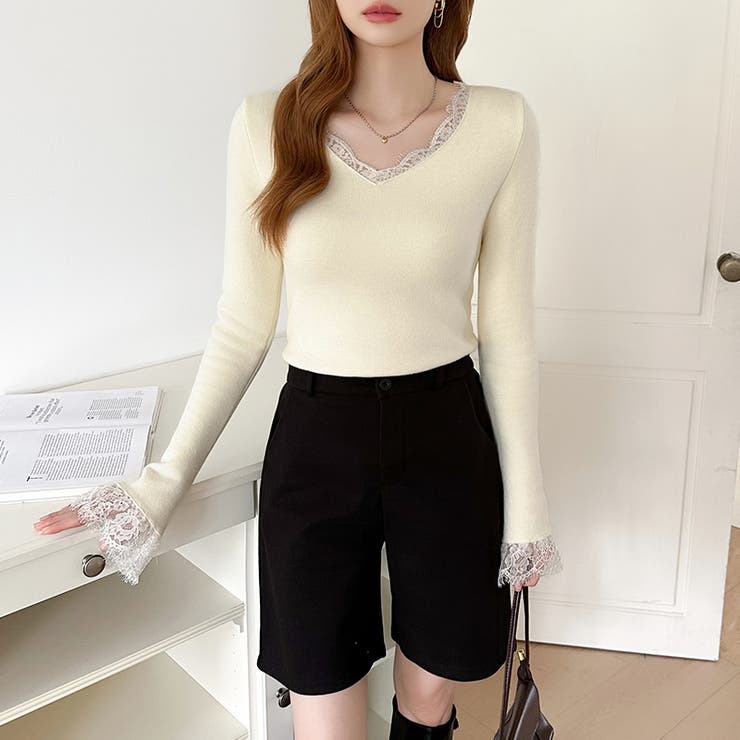 あったか裏シャギーレースニット 裏起毛 レースニット | COCOMOMO | 詳細画像31 