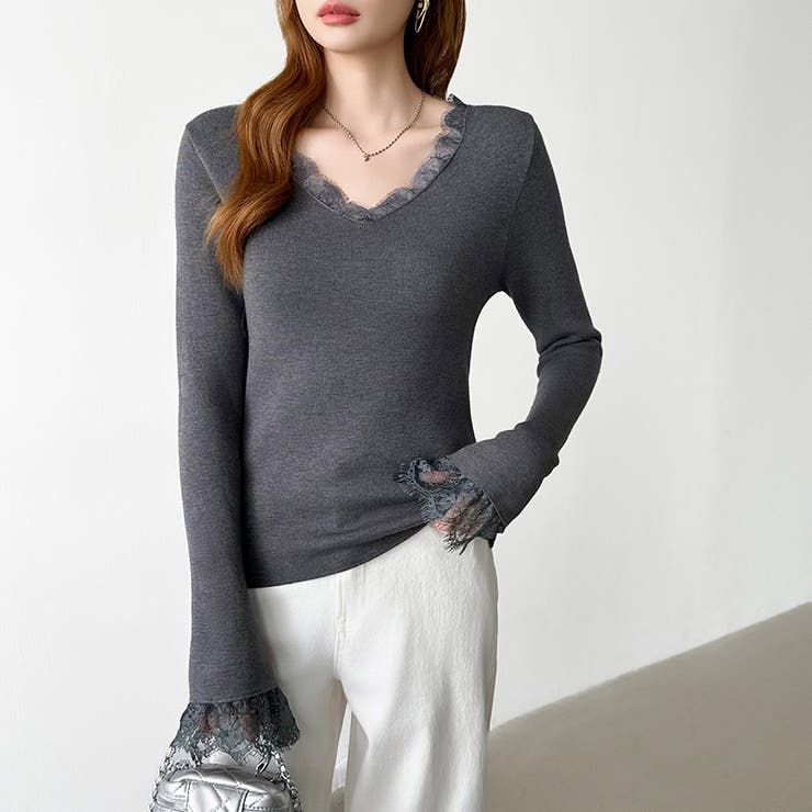 あったか裏シャギーレースニット 裏起毛 レースニット | COCOMOMO | 詳細画像33 