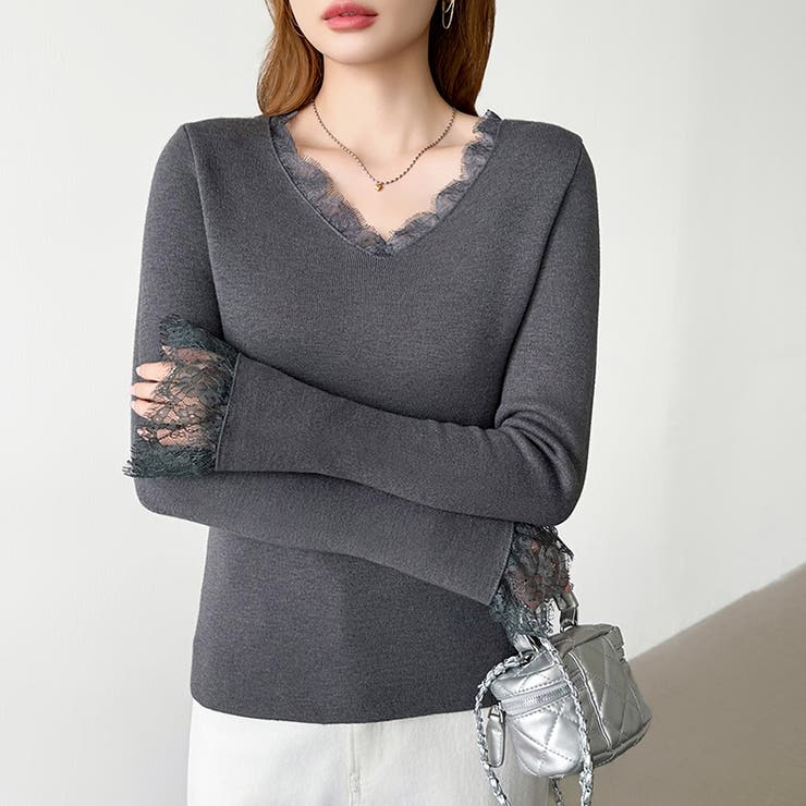 あったか裏シャギーレースニット 裏起毛 レースニット | COCOMOMO | 詳細画像34 