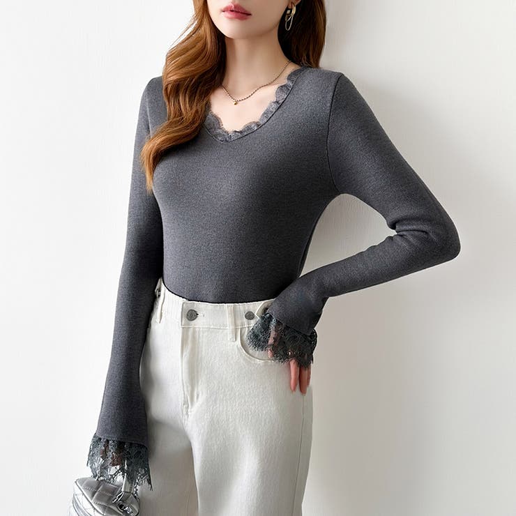 あったか裏シャギーレースニット 裏起毛 レースニット | COCOMOMO | 詳細画像36 