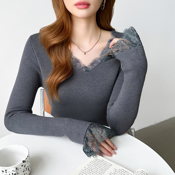 あったか裏シャギーレースニット 裏起毛 レースニット | COCOMOMO | 詳細画像41 