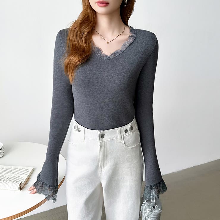 あったか裏シャギーレースニット 裏起毛 レースニット | COCOMOMO | 詳細画像42 