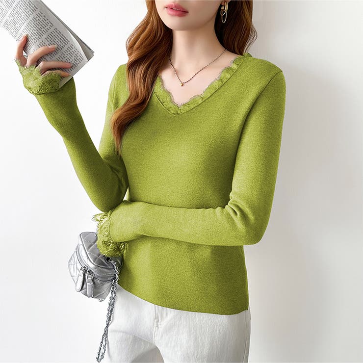 あったか裏シャギーレースニット 裏起毛 レースニット | COCOMOMO | 詳細画像43 