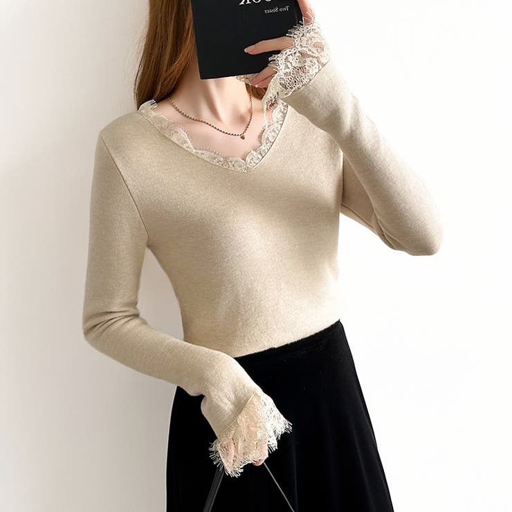 あったか裏シャギーレースニット 裏起毛 レースニット | COCOMOMO | 詳細画像5 