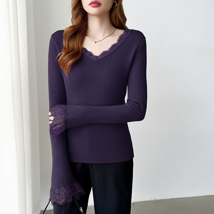 あったか裏シャギーレースニット 裏起毛 レースニット | COCOMOMO | 詳細画像50 