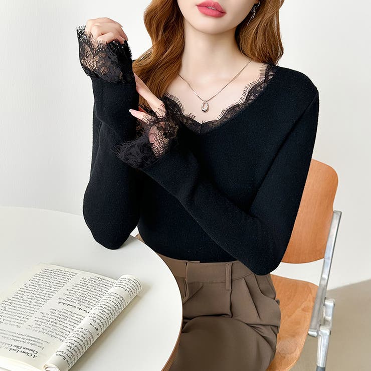 あったか裏シャギーレースニット 裏起毛 レースニット | COCOMOMO | 詳細画像59 